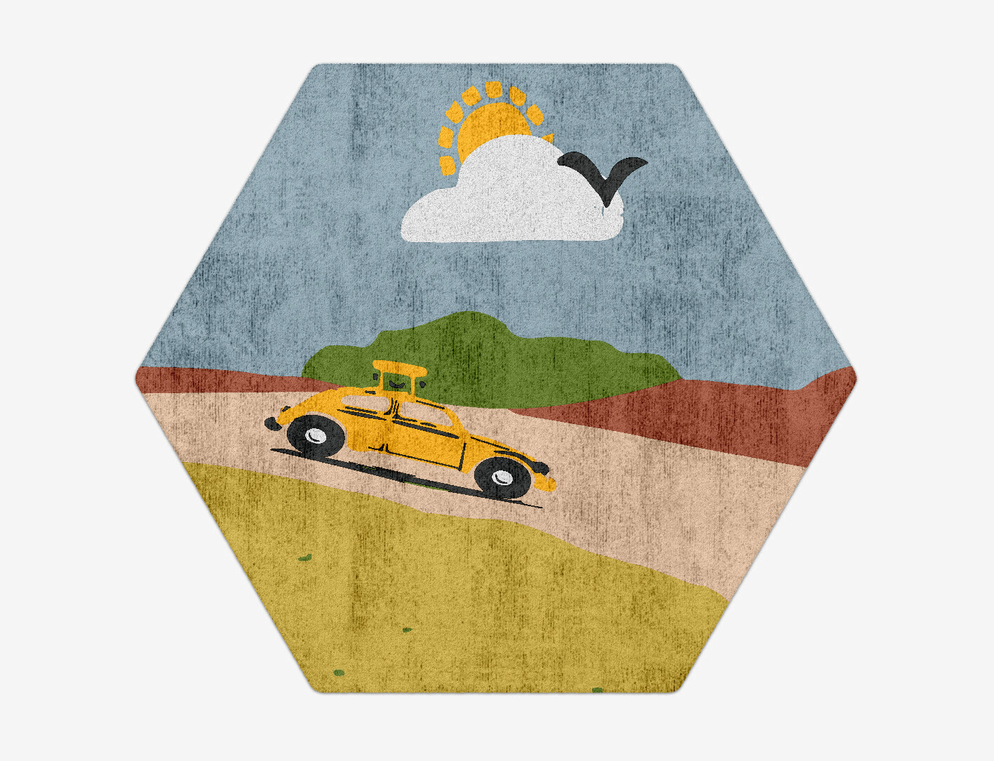 Sunny Race Kid Hexagon Hand Tufted Bamboo Silk Custom Rug by Rug Artisan