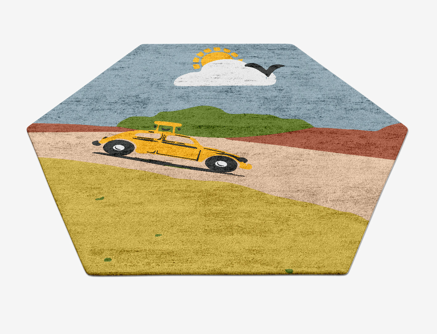 Sunny Race Kid Hexagon Hand Tufted Bamboo Silk Custom Rug by Rug Artisan