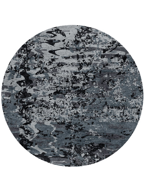 Surface Smog Monochrome Round Hand Knotted Bamboo Silk Custom Rug by Rug Artisan