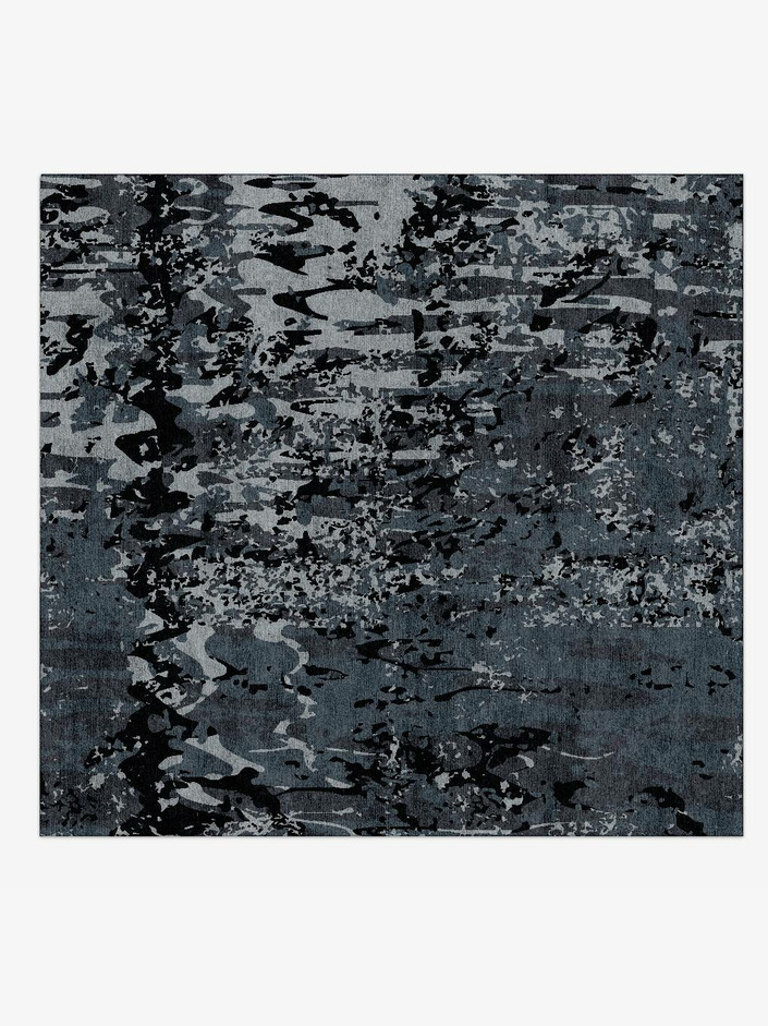 Surface Smog Monochrome Square Hand Knotted Bamboo Silk Custom Rug by Rug Artisan