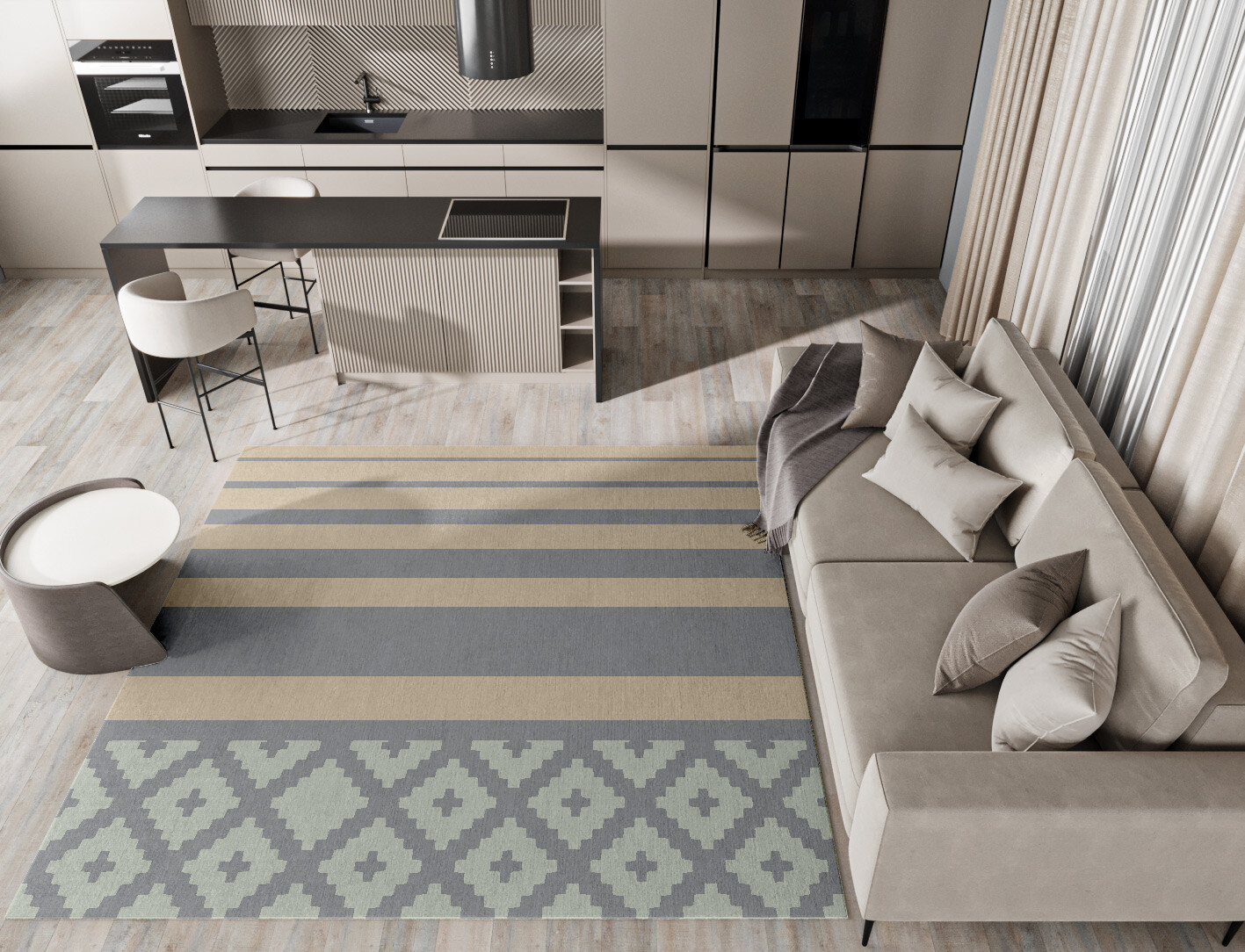 Swanson Geometric Square Hand Knotted Tibetan Wool Custom Rug by Rug Artisan