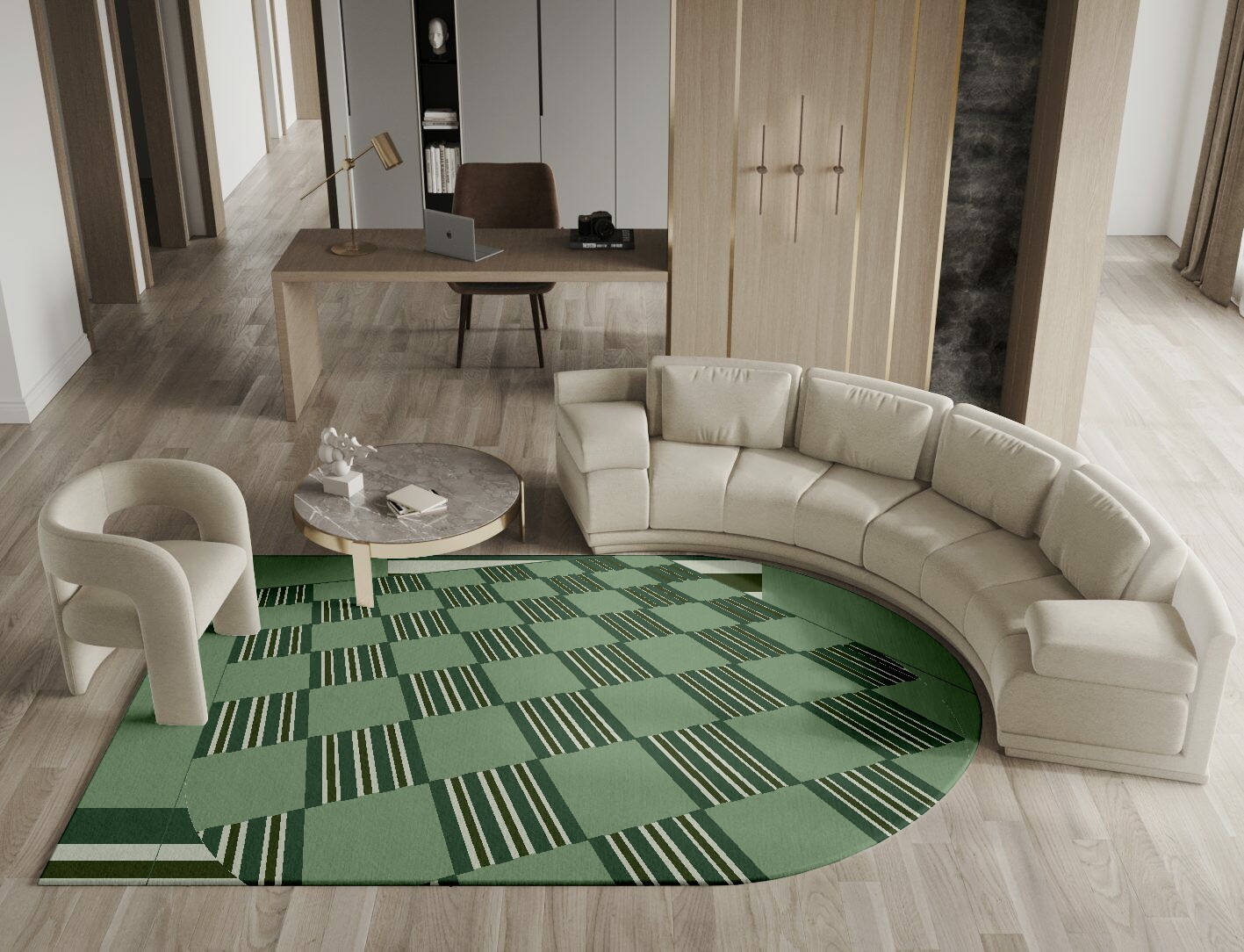 Sward Geometric Arch Hand Knotted Tibetan Wool Custom Rug by Rug Artisan