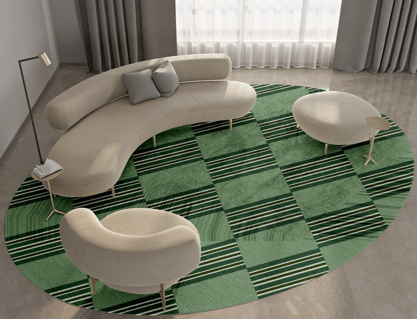 Sward Geometric Oval Hand Tufted Bamboo Silk Custom Rug by Rug Artisan