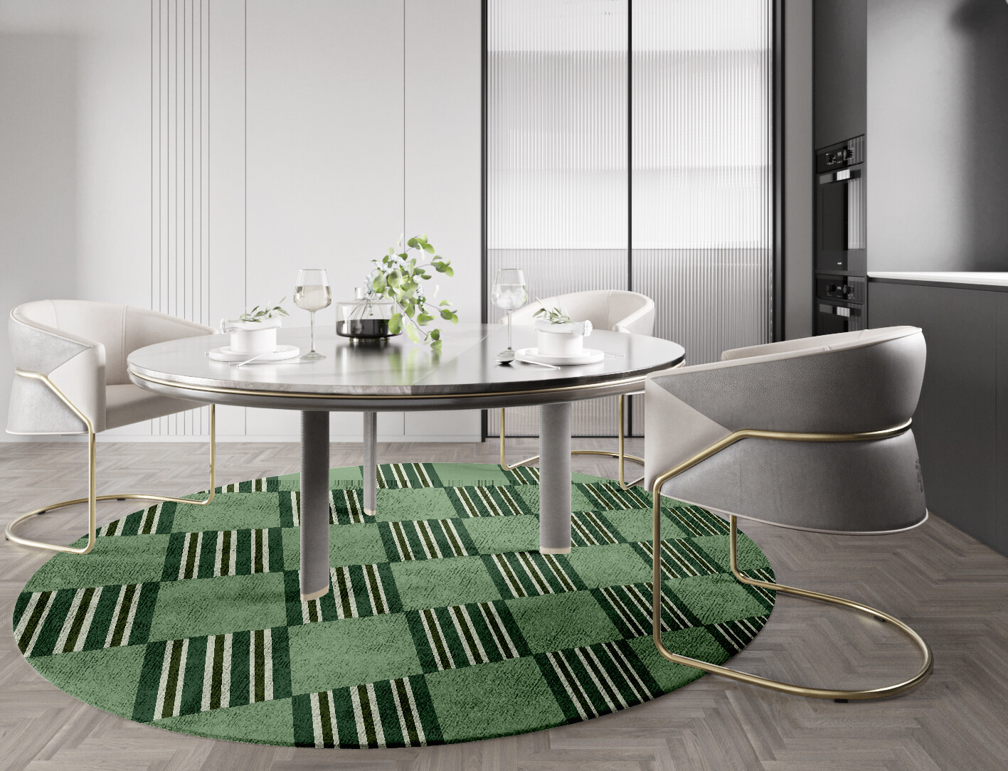Sward Geometric Round Hand Tufted Bamboo Silk Custom Rug by Rug Artisan