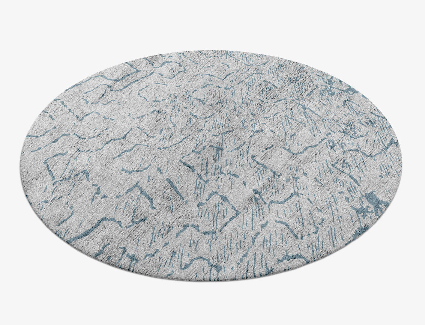 Sway Cerulean Round Hand Knotted Bamboo Silk Custom Rug by Rug Artisan