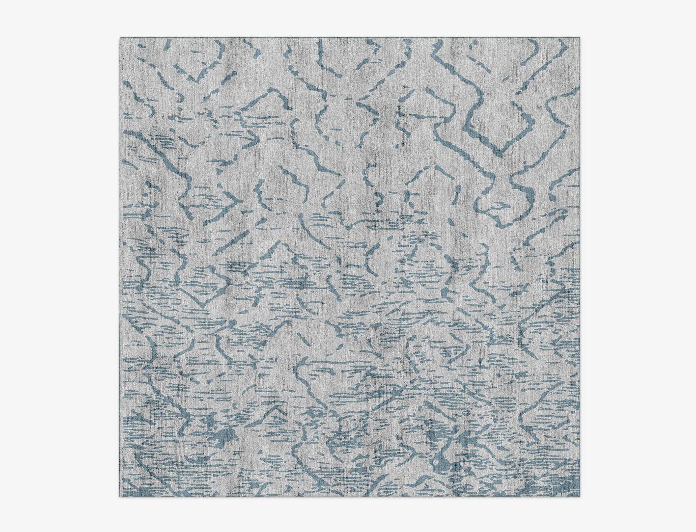 Sway Cerulean Square Hand Knotted Bamboo Silk Custom Rug by Rug Artisan