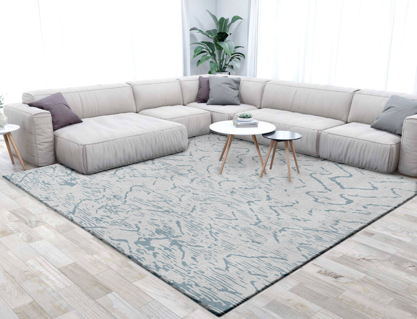 Sway Cerulean Square Hand Tufted Pure Wool Custom Rug by Rug Artisan