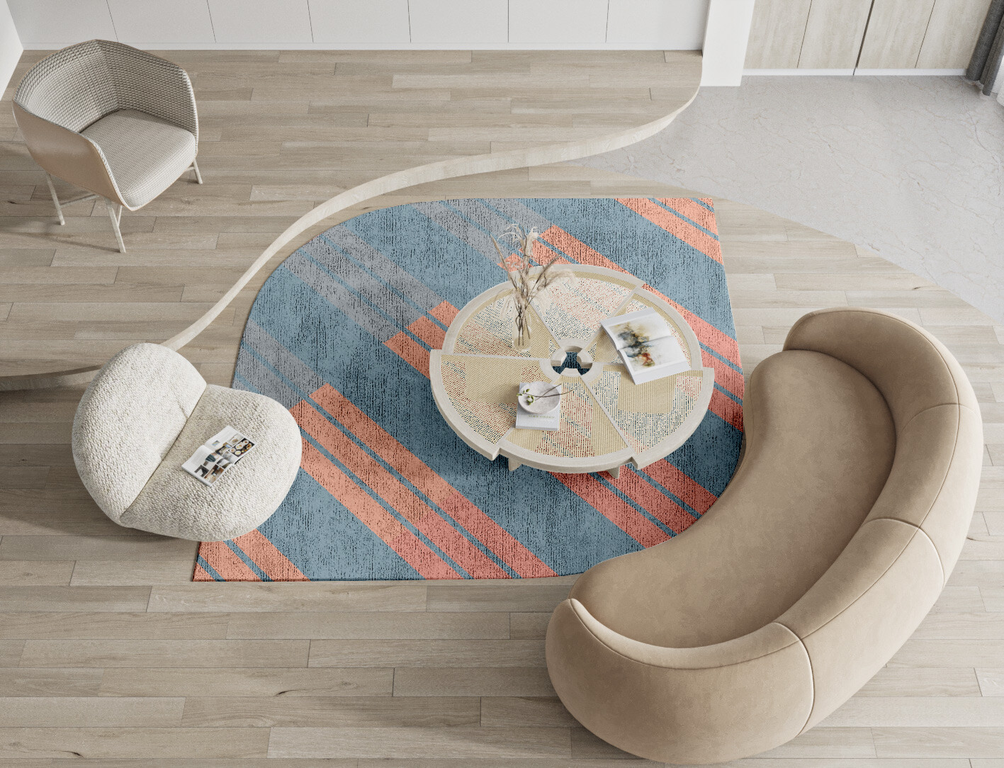 Sweep Minimalist Ogee Hand Knotted Bamboo Silk Custom Rug by Rug Artisan
