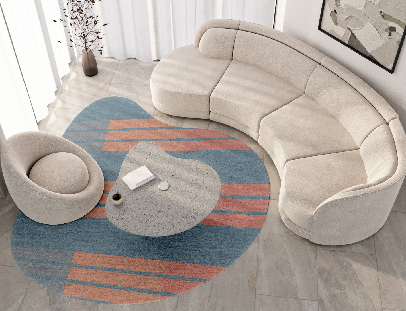 Sweep Minimalist Splash Hand Knotted Tibetan Wool Custom Rug by Rug Artisan