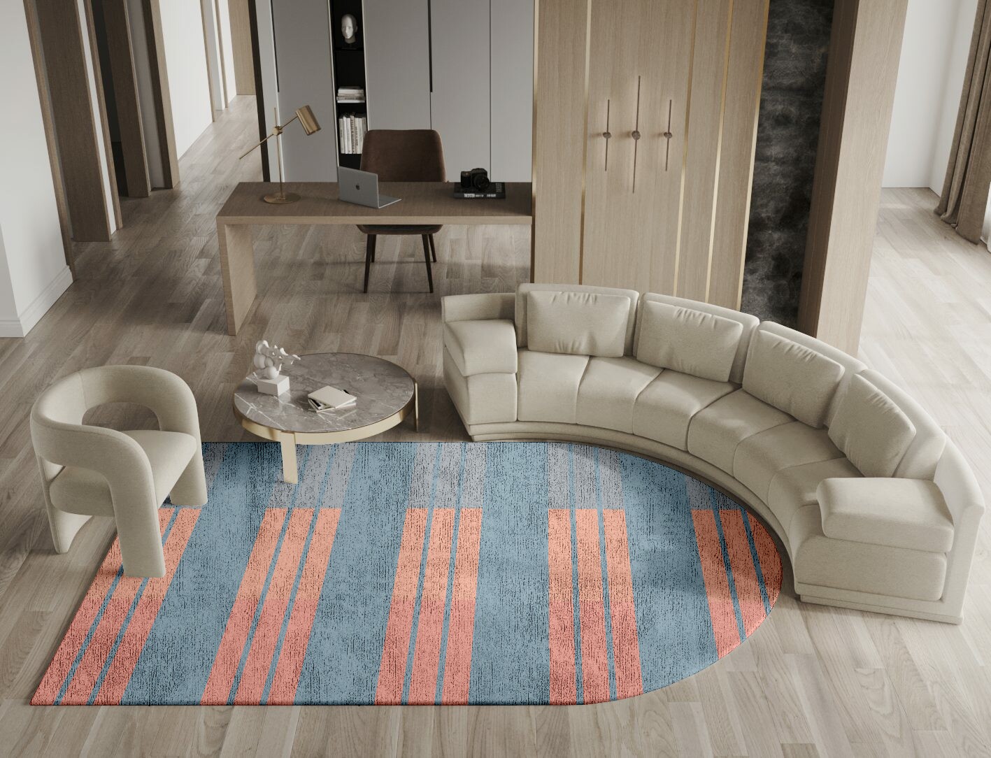 Sweep Minimalist Arch Hand Tufted Bamboo Silk Custom Rug by Rug Artisan