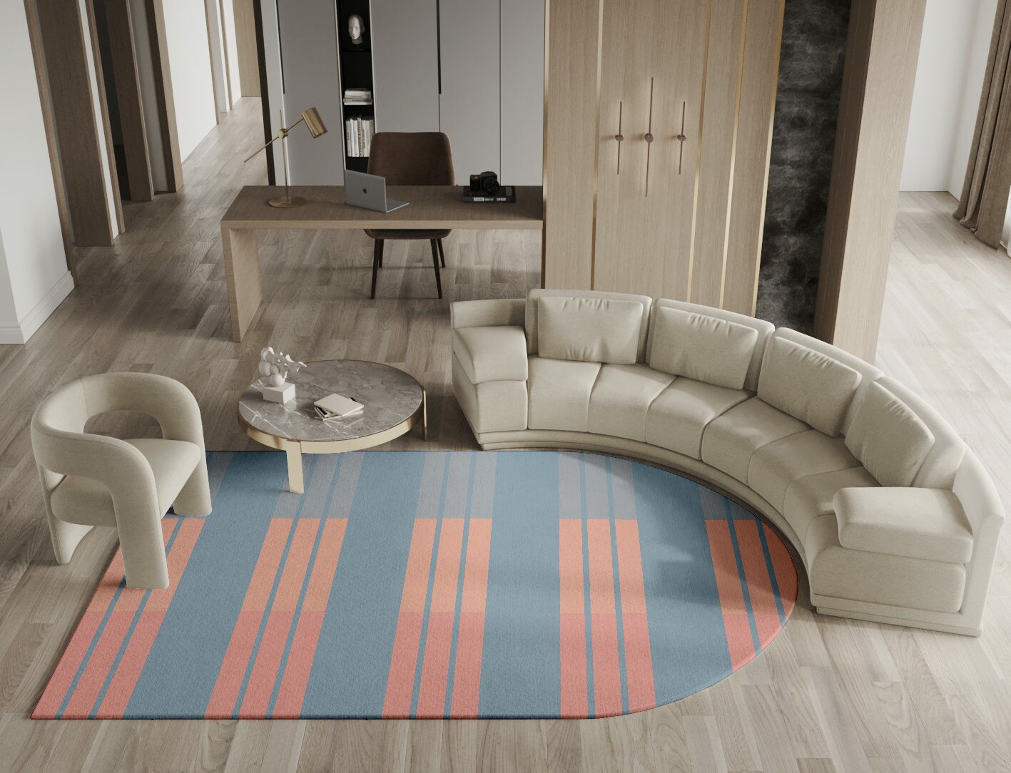 Sweep Minimalist Arch Hand Tufted Pure Wool Custom Rug by Rug Artisan