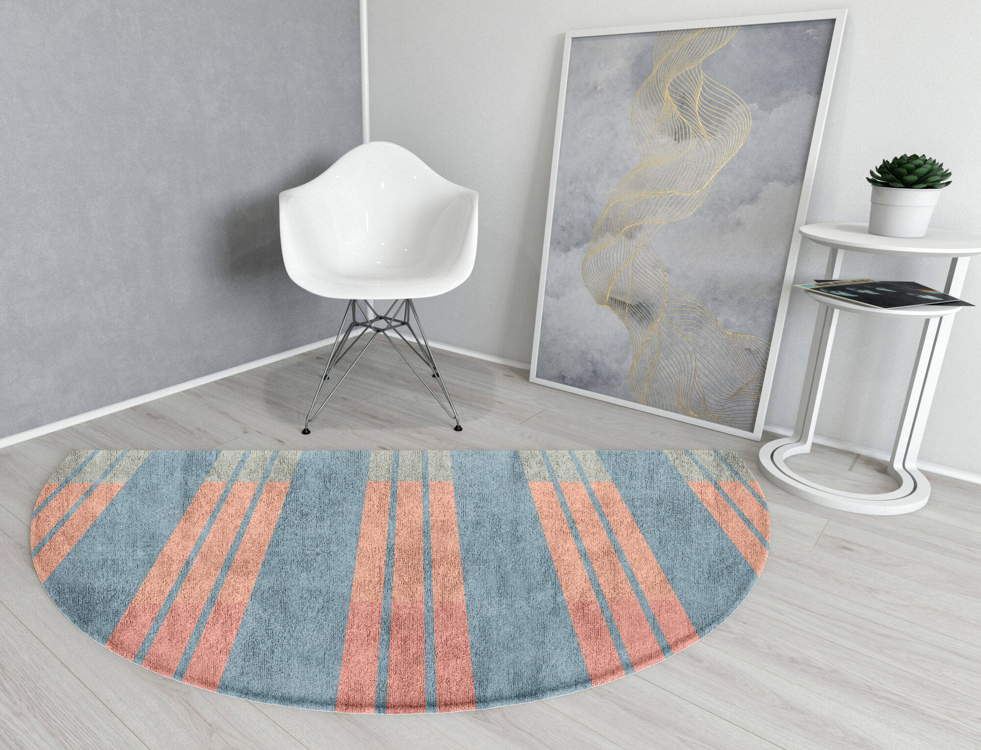 Sweep Minimalist Halfmoon Hand Tufted Bamboo Silk Custom Rug by Rug Artisan