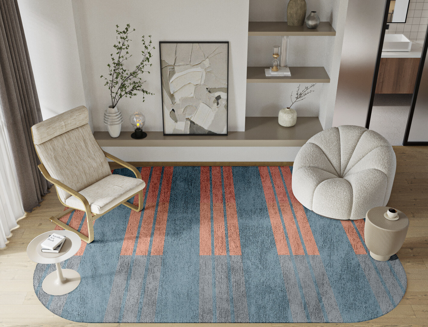 Sweep Minimalist Oblong Hand Tufted Bamboo Silk Custom Rug by Rug Artisan