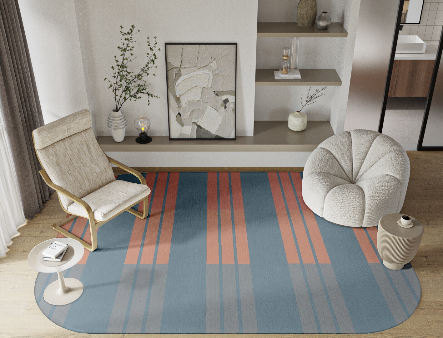Sweep Minimalist Oblong Hand Tufted Pure Wool Custom Rug by Rug Artisan