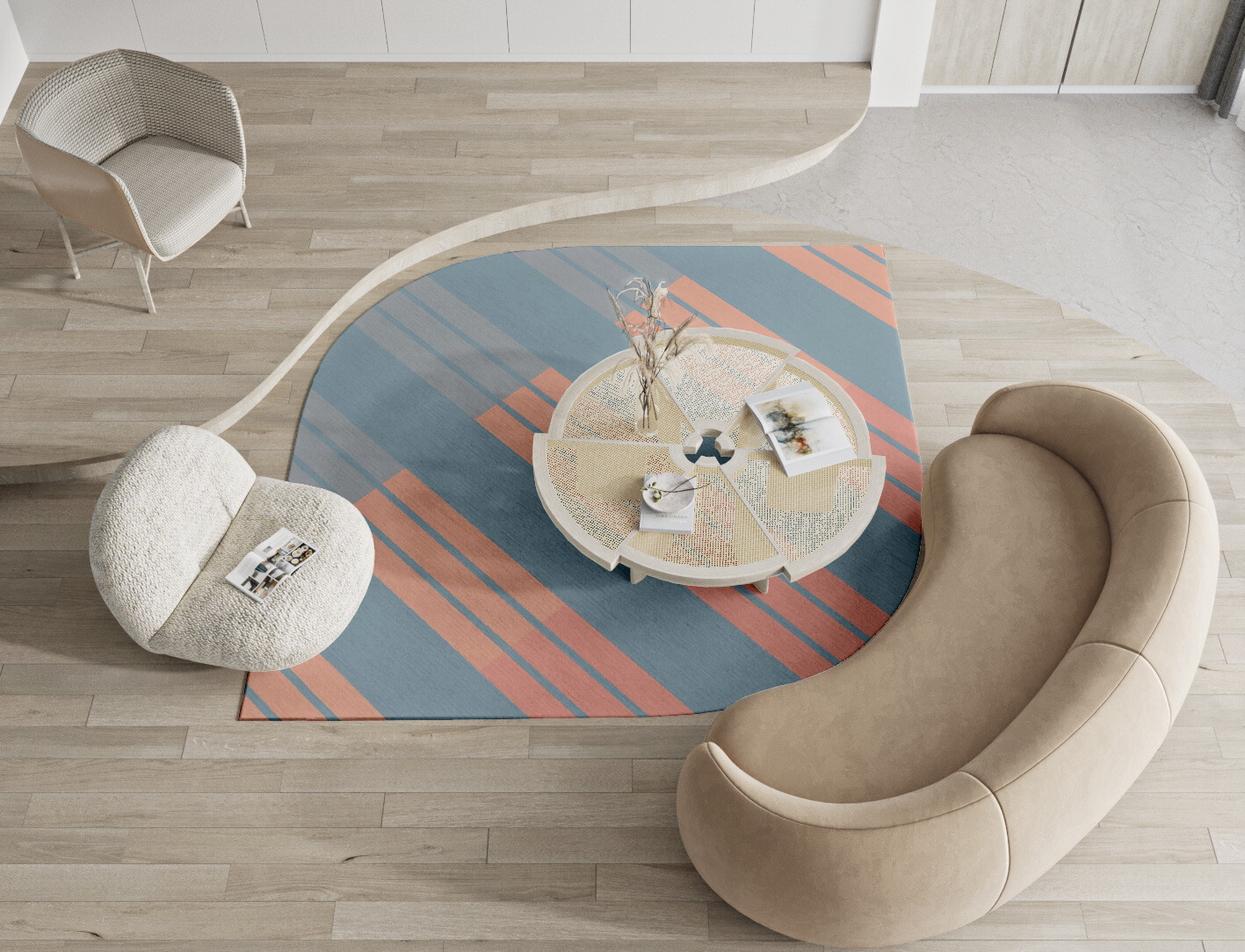 Sweep Minimalist Ogee Hand Tufted Pure Wool Custom Rug by Rug Artisan