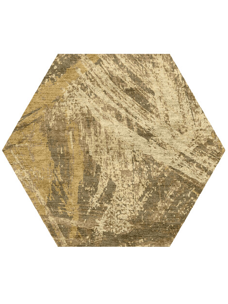 Sweeping Strokes Brush Strokes Hexagon Hand Knotted Bamboo Silk Custom Rug by Rug Artisan