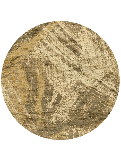Sweeping Strokes Brush Strokes Round Hand Knotted Bamboo Silk Custom Rug by Rug Artisan