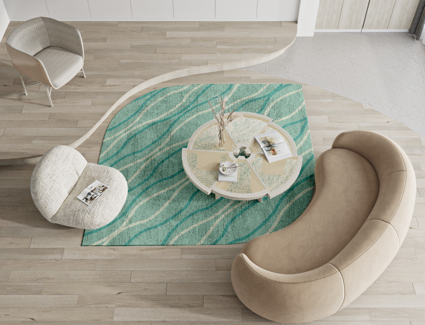 Sweven Minimalist Ogee Hand Knotted Bamboo Silk Custom Rug by Rug Artisan
