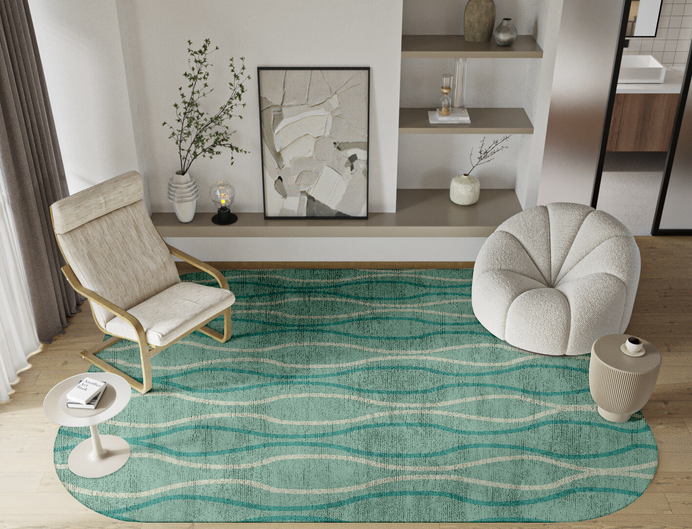 Sweven Minimalist Oblong Hand Tufted Bamboo Silk Custom Rug by Rug Artisan