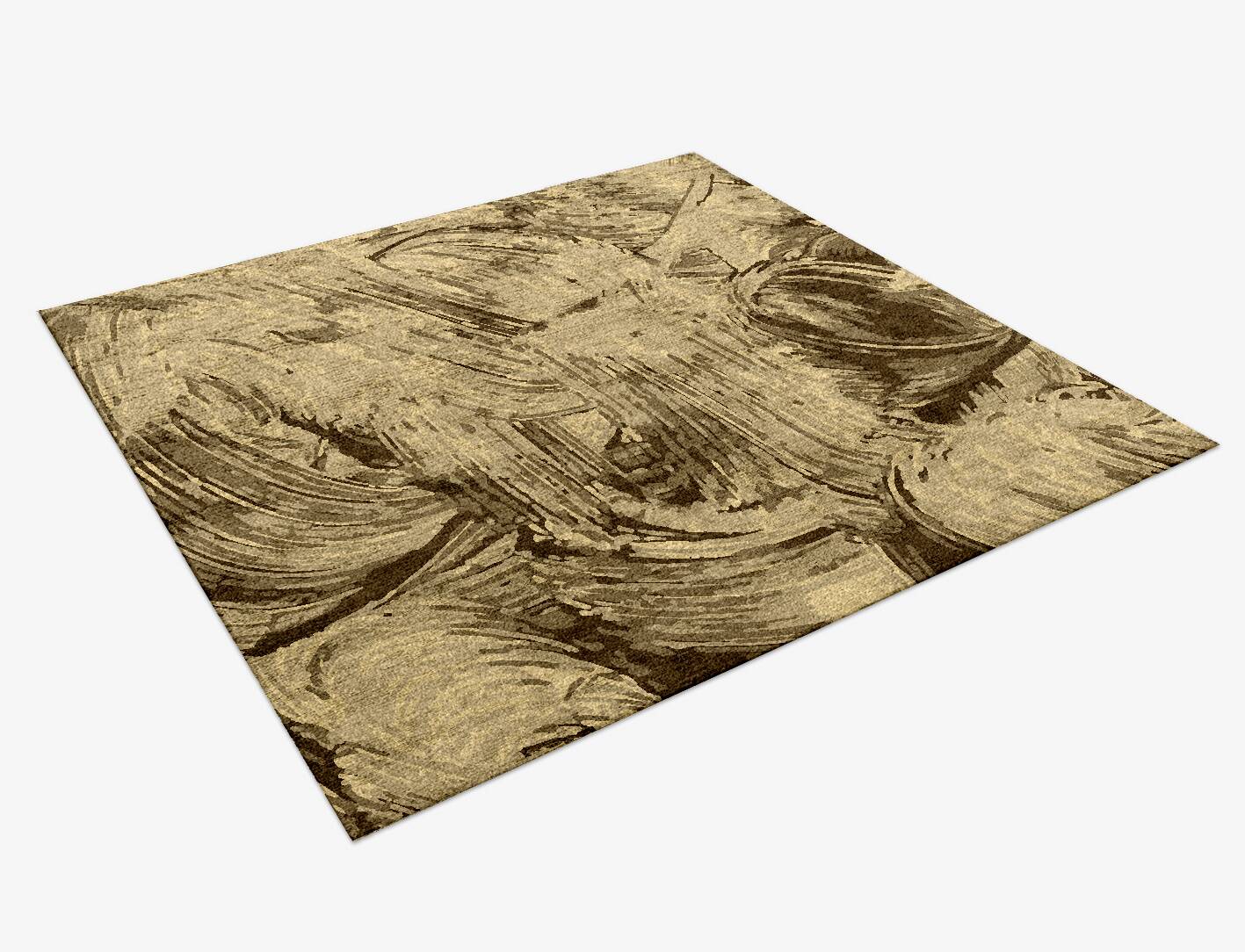 Swirl Strokes Brush Strokes Square Hand Knotted Bamboo Silk Custom Rug by Rug Artisan