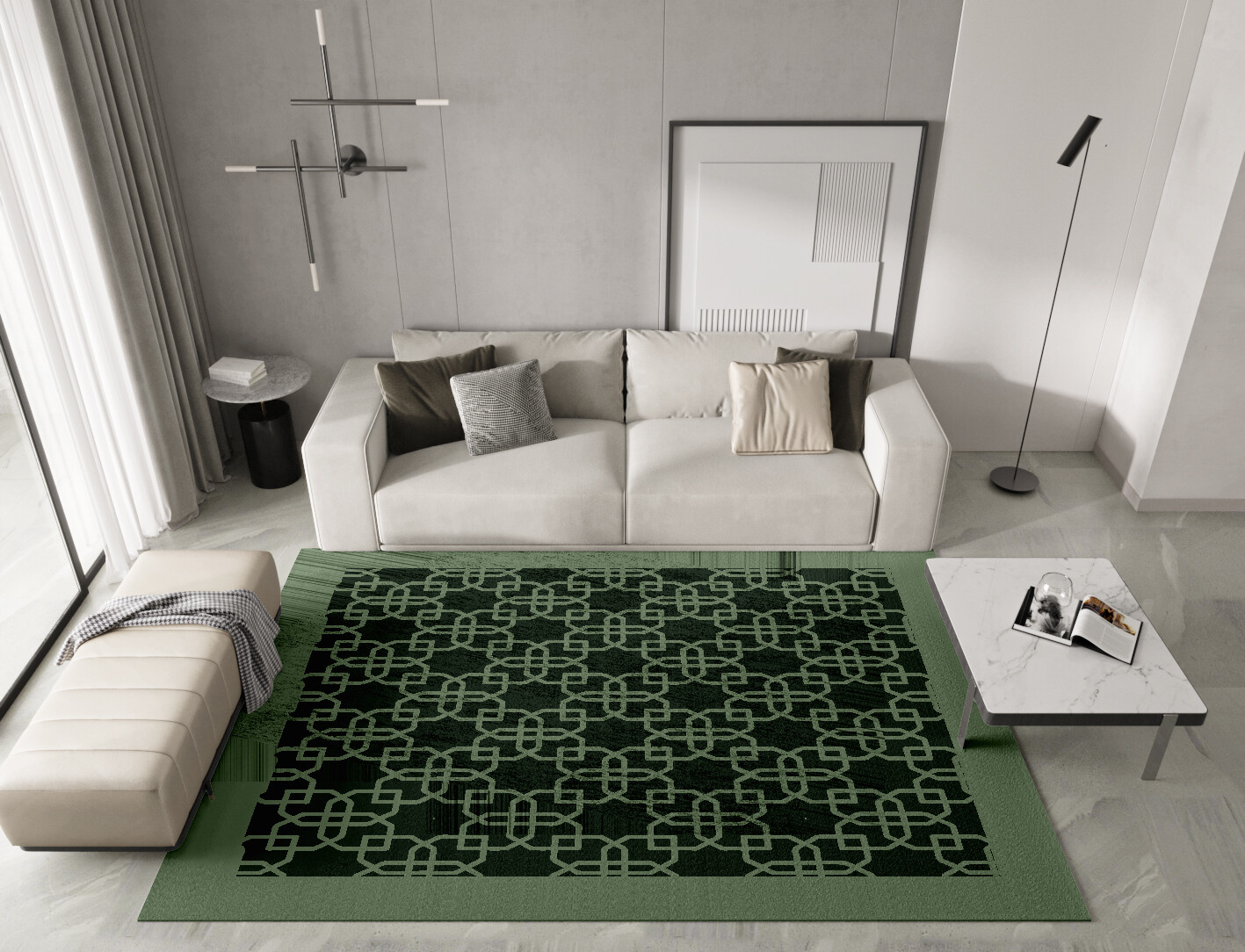 Symmetria Geometric Rectangle Hand Knotted Bamboo Silk Custom Rug by Rug Artisan