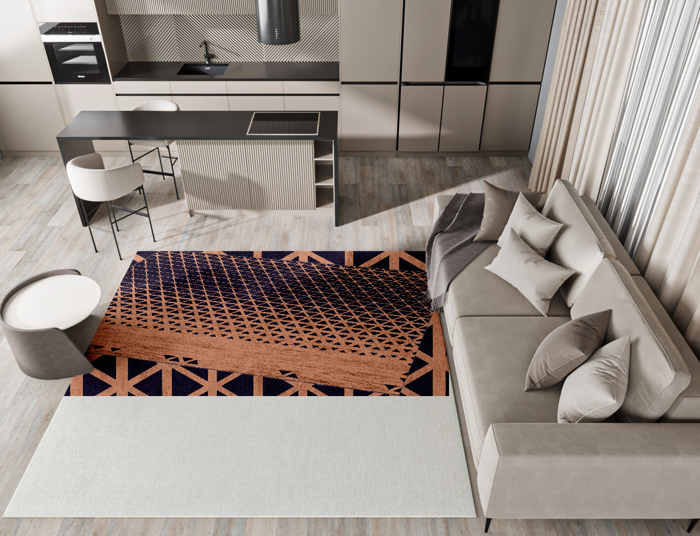 Synchronize Geometric Square Hand Knotted Bamboo Silk Custom Rug by Rug Artisan