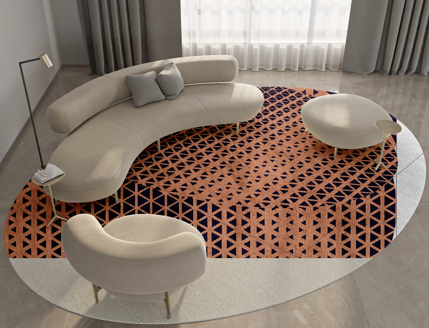 Synchronize Geometric Oval Hand Tufted Bamboo Silk Custom Rug by Rug Artisan