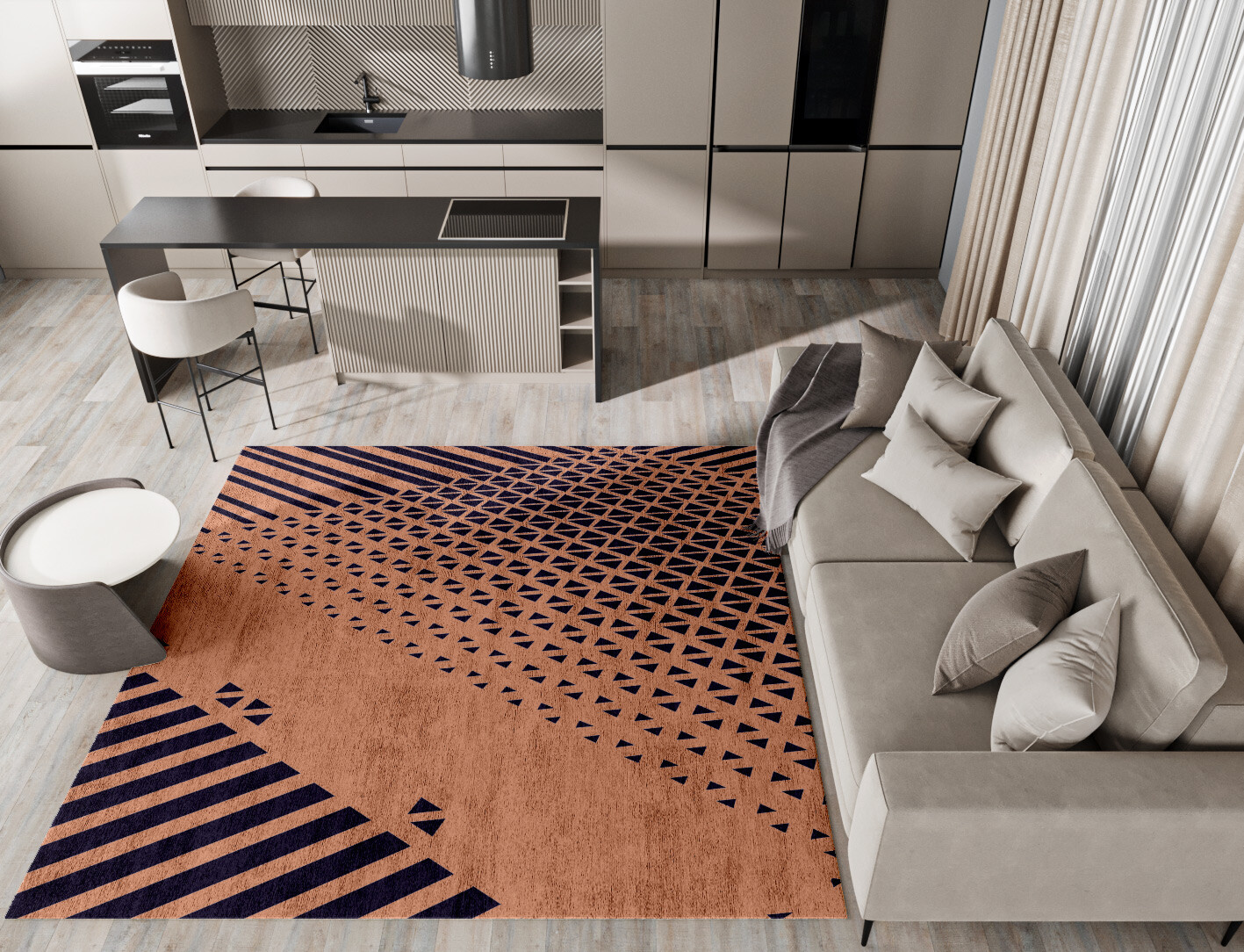 Synchronize Geometric Square Hand Tufted Bamboo Silk Custom Rug by Rug Artisan