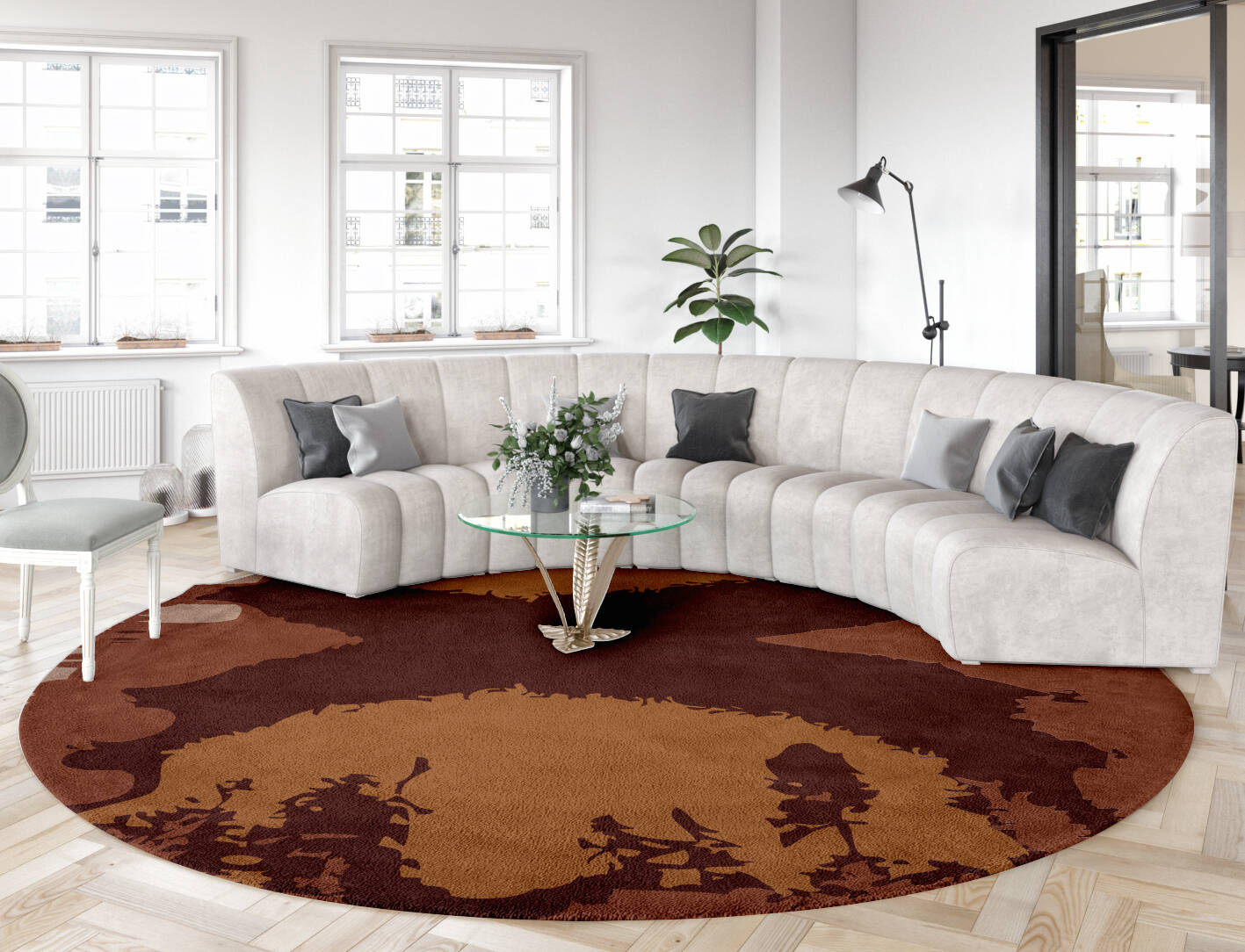 Talkie Abstract Round Hand Tufted Pure Wool Custom Rug by Rug Artisan