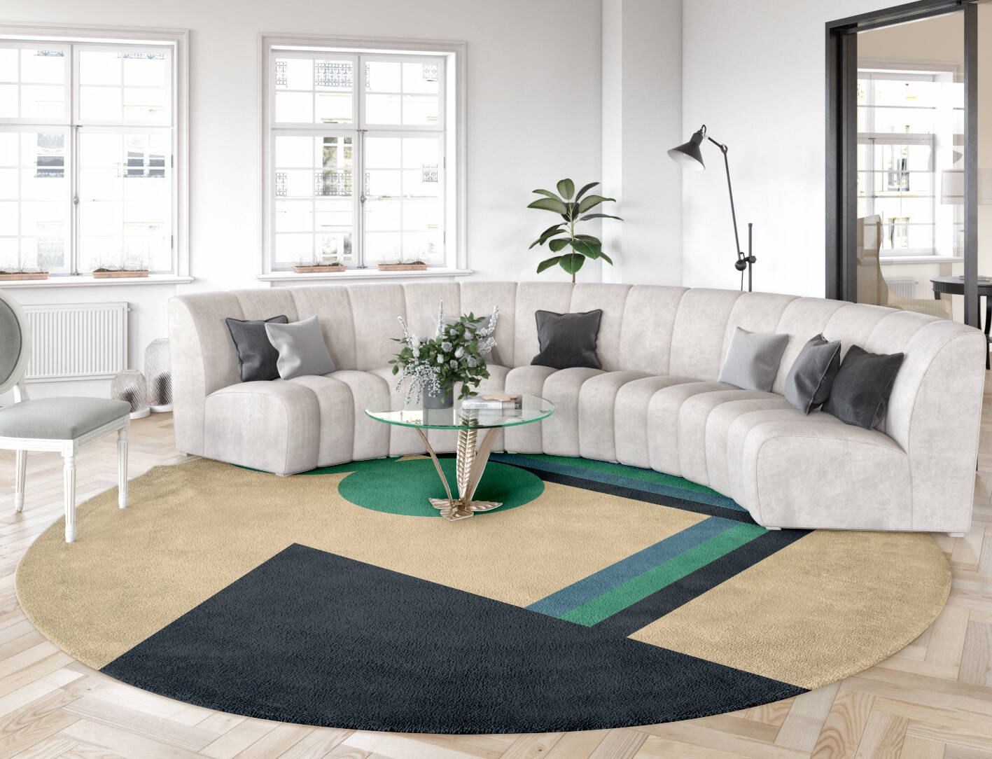 Tangent Kid Round Hand Tufted Pure Wool Custom Rug by Rug Artisan