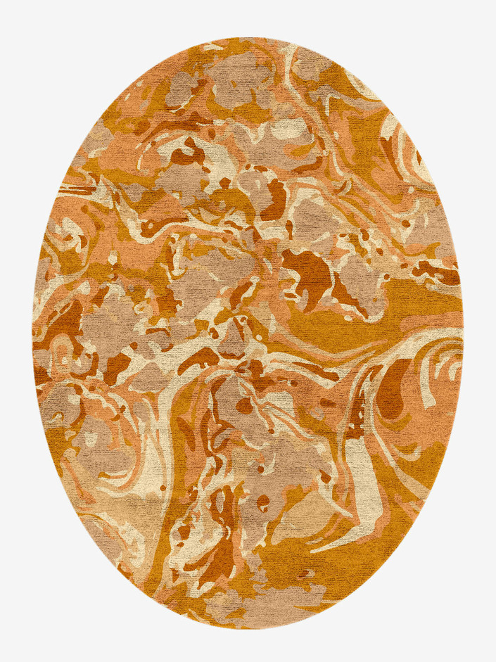 Tangerine Surface Art Oval Hand Knotted Bamboo Silk Custom Rug by Rug Artisan