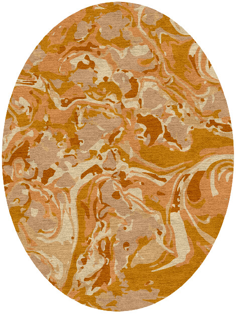 Tangerine Surface Art Oval Hand Knotted Tibetan Wool Custom Rug by Rug Artisan