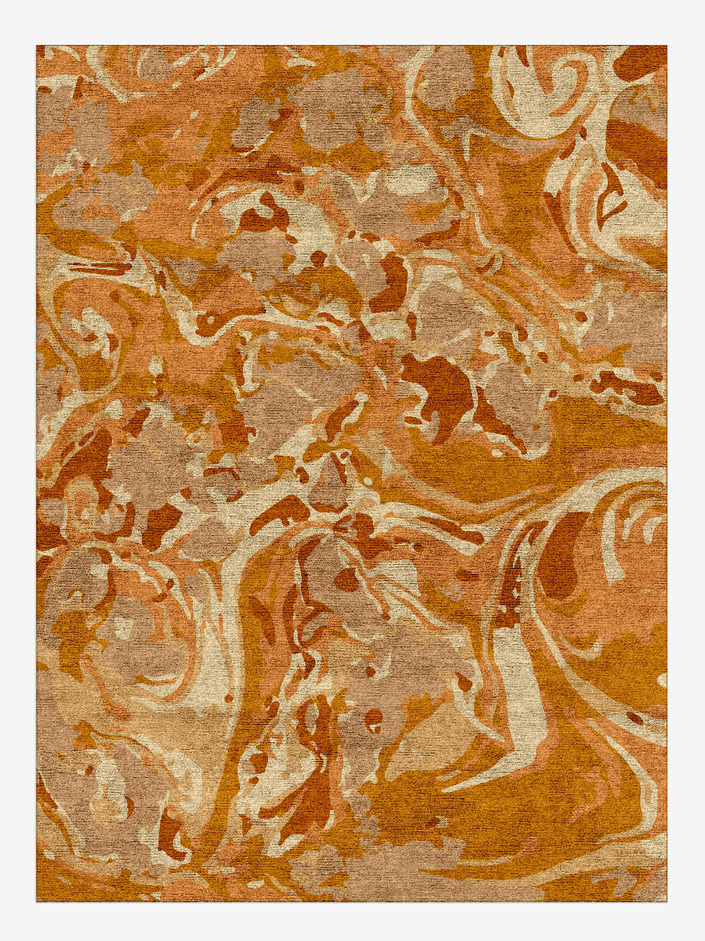 Tangerine Surface Art Rectangle Hand Knotted Bamboo Silk Custom Rug by Rug Artisan