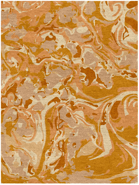 Tangerine Surface Art Rectangle Hand Knotted Tibetan Wool Custom Rug by Rug Artisan