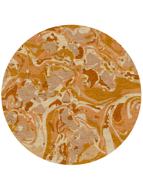 Tangerine Surface Art Round Hand Knotted Tibetan Wool Custom Rug by Rug Artisan
