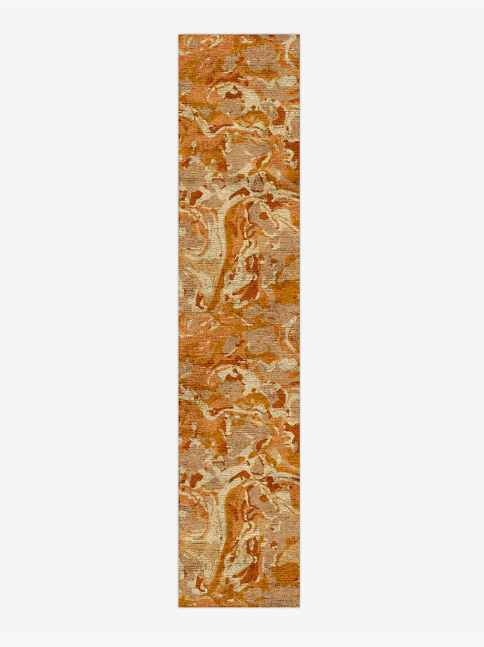 Tangerine Surface Art Runner Hand Knotted Bamboo Silk Custom Rug by Rug Artisan