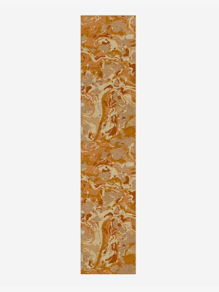Tangerine Surface Art Runner Hand Knotted Tibetan Wool Custom Rug by Rug Artisan