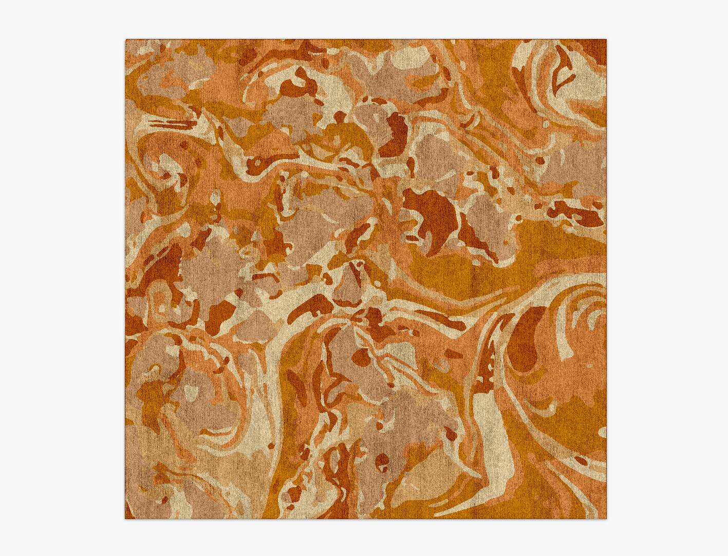 Tangerine Surface Art Square Hand Knotted Bamboo Silk Custom Rug by Rug Artisan