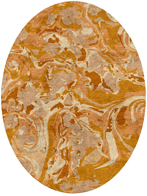 Tangerine Surface Art Oval Hand Tufted Bamboo Silk Custom Rug by Rug Artisan