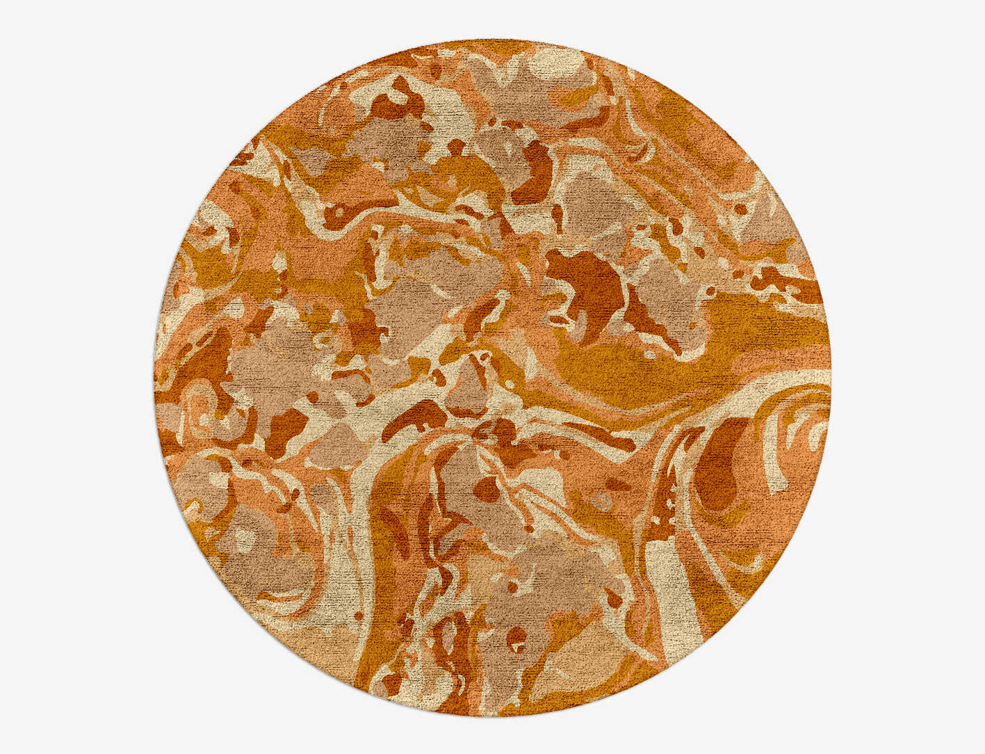 Tangerine Surface Art Round Hand Tufted Bamboo Silk Custom Rug by Rug Artisan