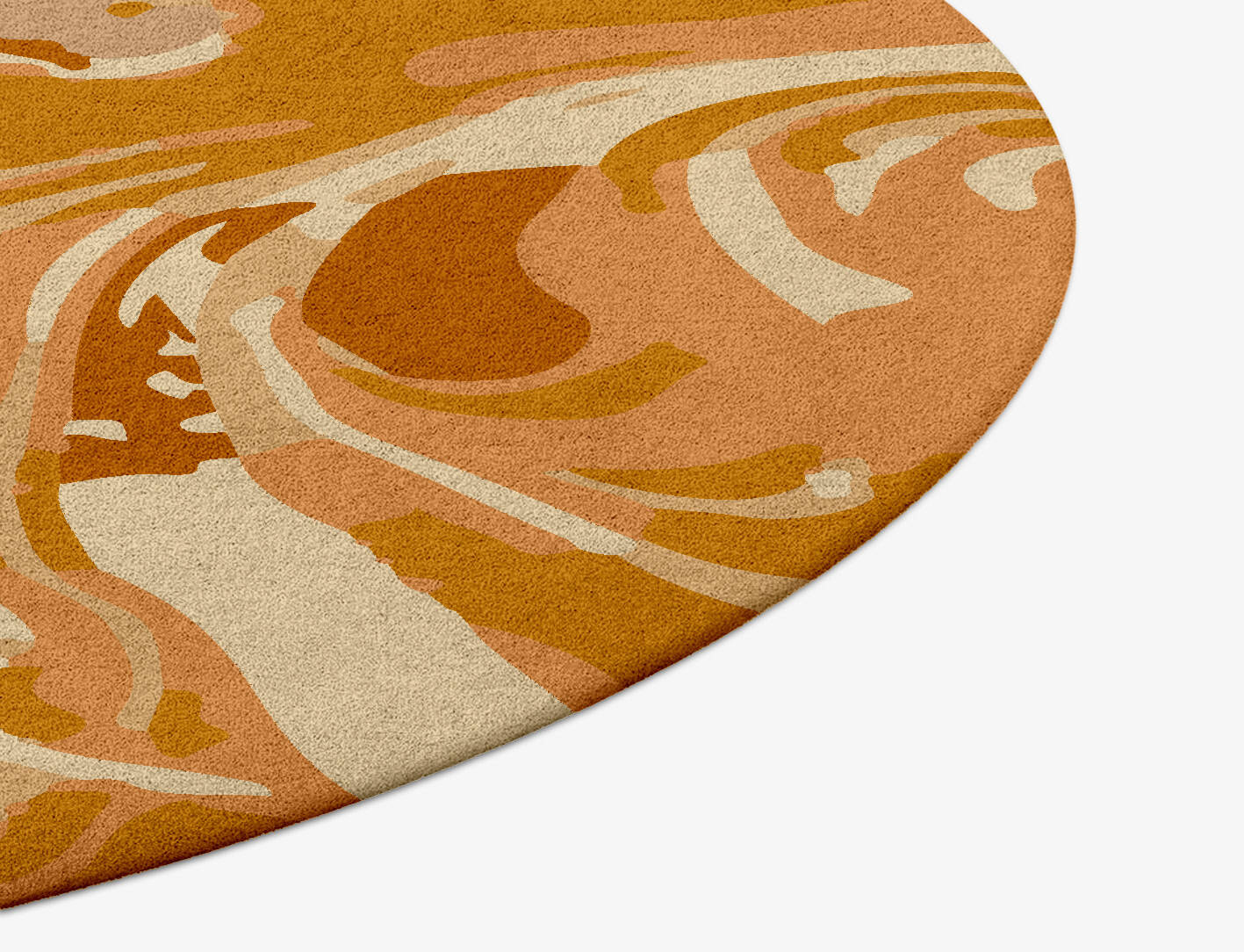 Tangerine Surface Art Round Hand Tufted Pure Wool Custom Rug by Rug Artisan