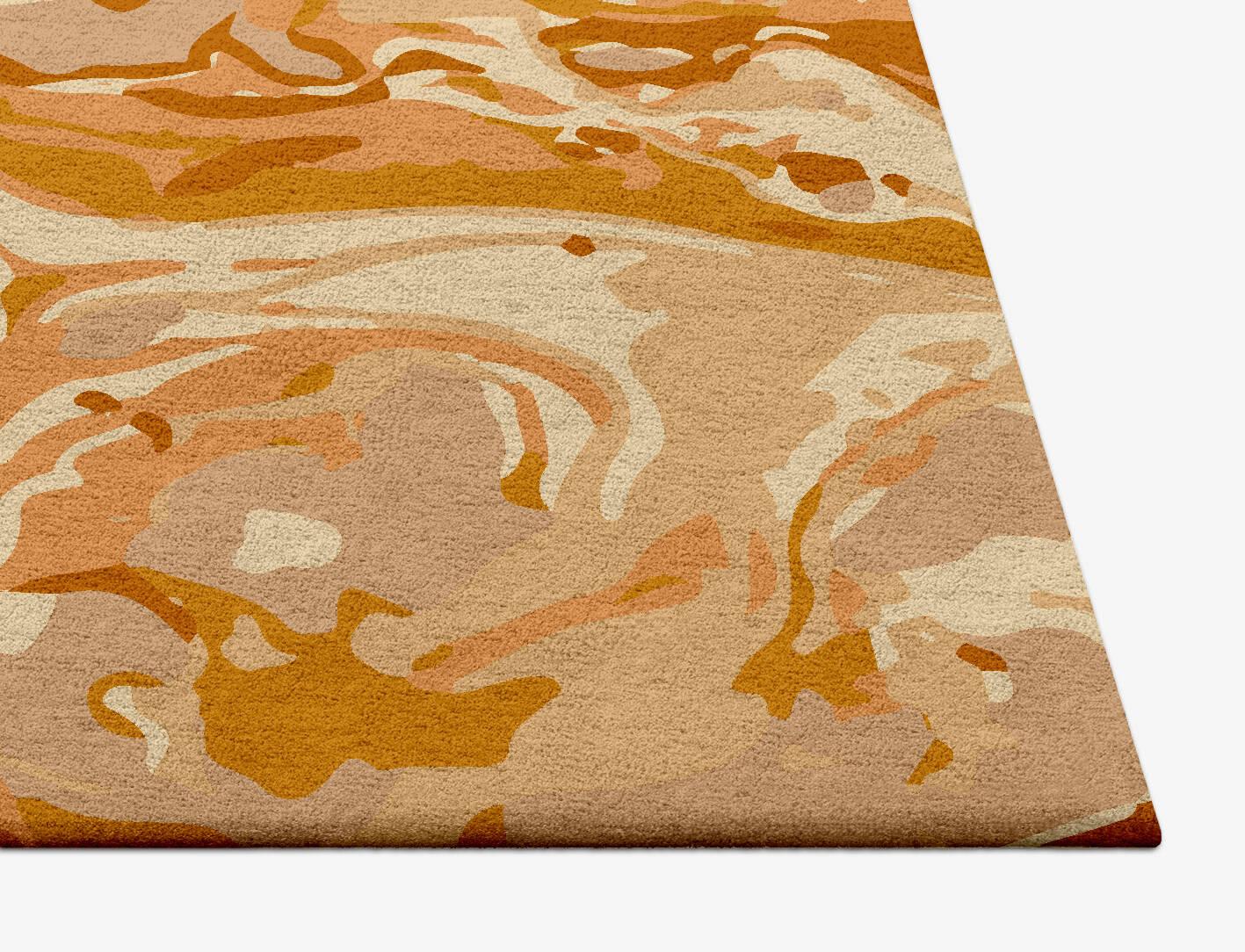 Tangerine Surface Art Square Hand Tufted Pure Wool Custom Rug by Rug Artisan