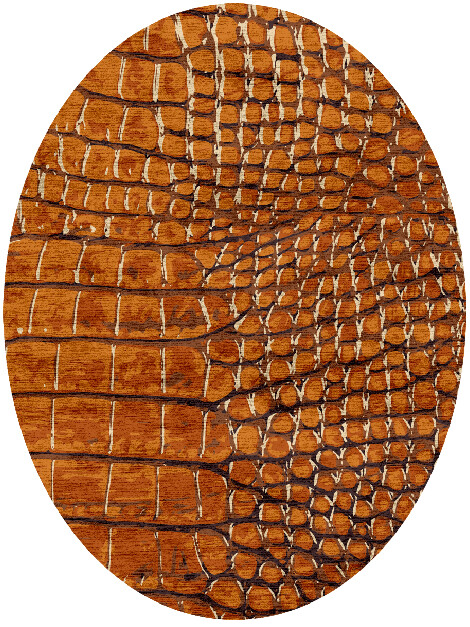 Tanned Hide Animal Prints Oval Hand Knotted Bamboo Silk Custom Rug by Rug Artisan