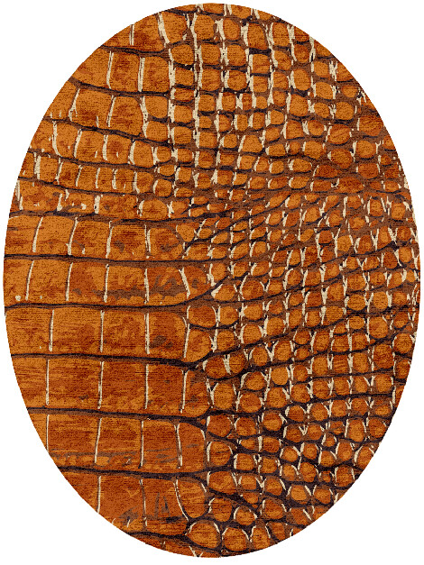 Tanned Hide Animal Prints Oval Hand Tufted Bamboo Silk Custom Rug by Rug Artisan