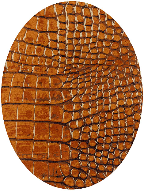 Tanned Hide Animal Prints Oval Hand Tufted Pure Wool Custom Rug by Rug Artisan