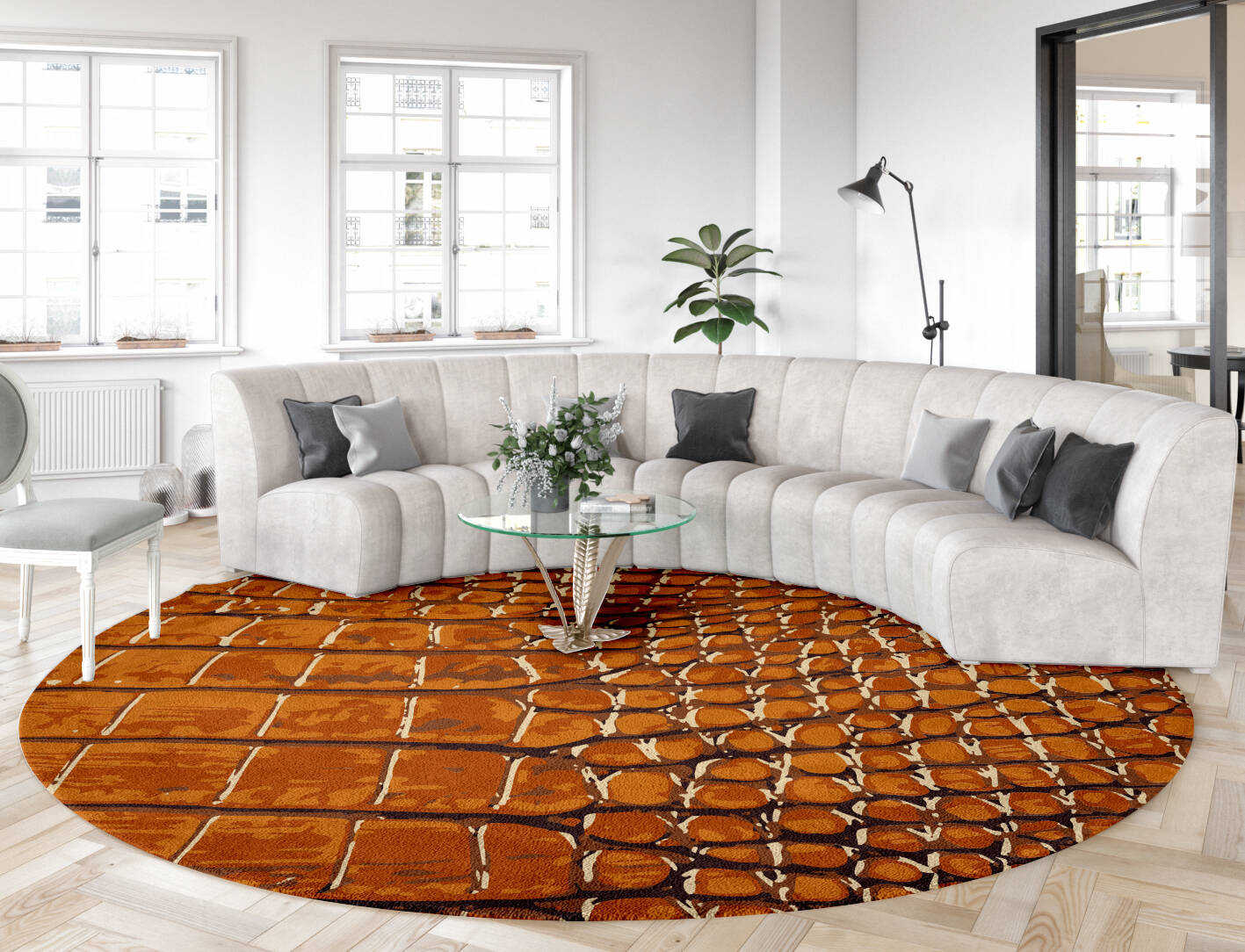 Tanned Hide Animal Prints Round Hand Tufted Pure Wool Custom Rug by Rug Artisan