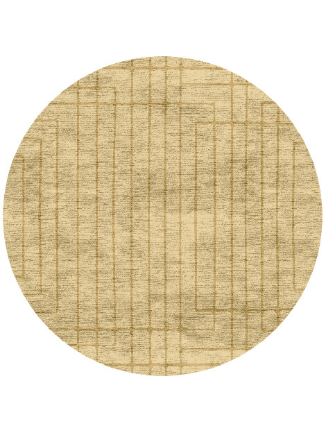 Tanner Modern Geometrics Round Hand Knotted Bamboo Silk Custom Rug by Rug Artisan