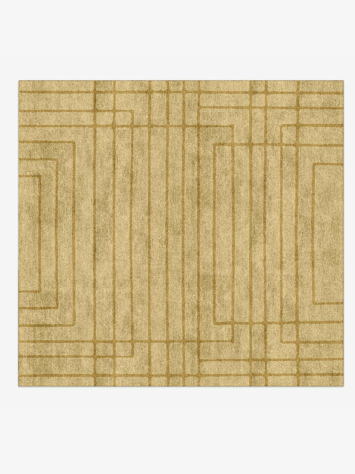 Tanner Modern Geometrics Square Hand Knotted Bamboo Silk Custom Rug by Rug Artisan