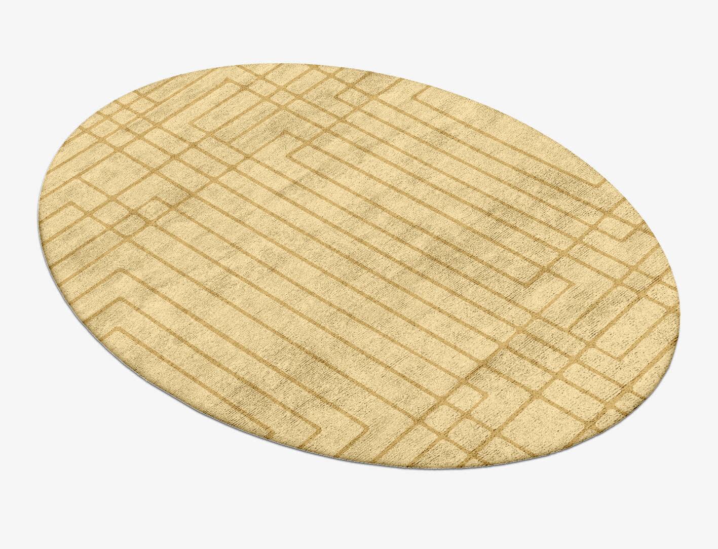 Tanner Modern Geometrics Oval Hand Tufted Bamboo Silk Custom Rug by Rug Artisan