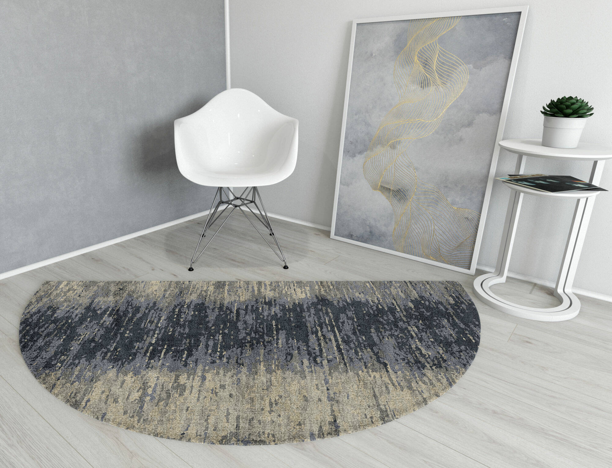 Tape Gradation Halfmoon Hand Knotted Bamboo Silk Custom Rug by Rug Artisan
